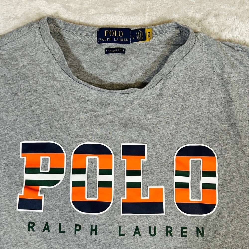 Polo Ralph Lauren Shirt Mens Large Colorbock Logo Classic Grey Graph Ponyic